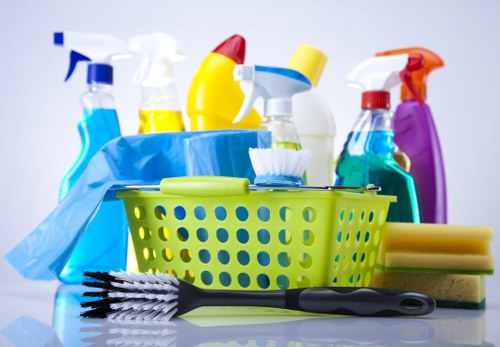Cleaner preparing carpet cleaning equipment before a service appointment