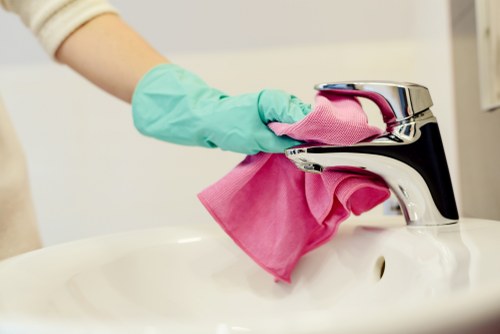 Protective PPE used during carpet cleaning service in W6