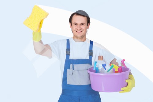 Professional office cleaners working in a W6 workplace