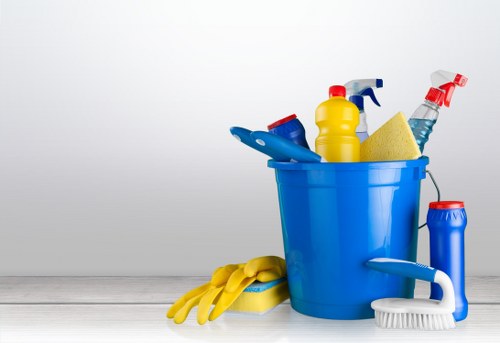 Professional home cleaner working in a W6 living room